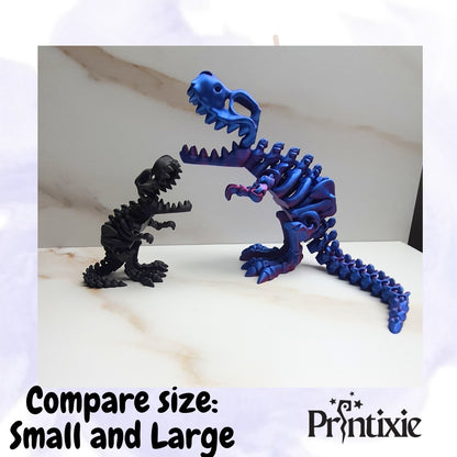 Standing Trex with bone by Printixie- compare size
