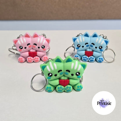 Stick together Cats - magnetic pair keychains