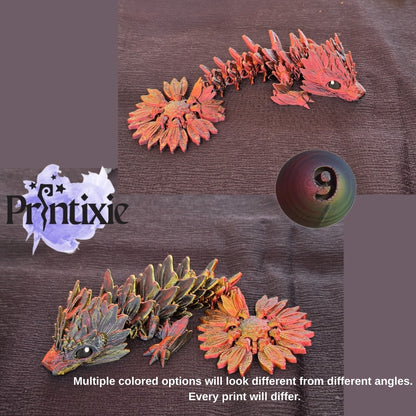 Sunflower Dragon- Red Black Gold Color