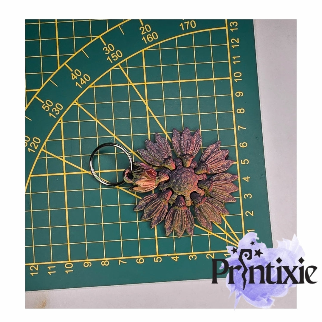 Sunflower keychain by printixie- size