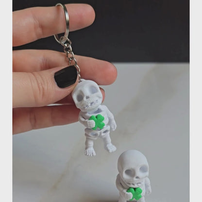 Tiny Lucky Clover Skeleton & Keychain